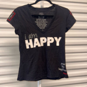 Y2K T-shirt , Black - Peace Love Happiness Women's Size Small Medium